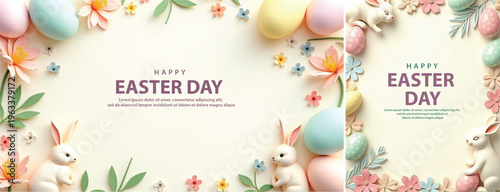 Elegant easter day background, happy easter day background for website, social media template