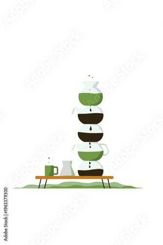 Stacked Glass Cold Brew Coffee Tower