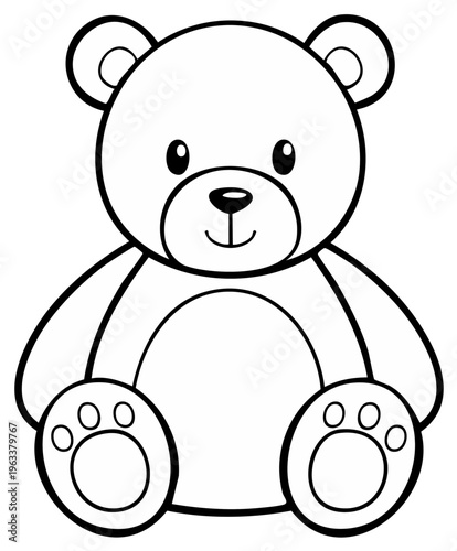 Outline Drawing of a Cute Teddy Bear for Coloring and Children's Designs