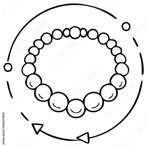 Stylish Pearl Necklace Surrounded by Dynamic Arrows Elegant Jewelry Concept for Fashion Designs, Accessories, and Gifts