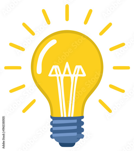 Bright yellow light bulb illustration symbolizes innovation and creative thinking