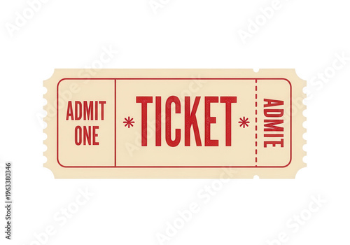 Vintage admit one paper ticket