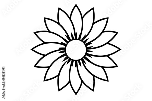 Sunflower Line Art Botanical Icon SVG – Minimal Floral Outline Vector Illustration