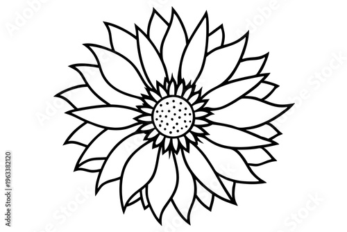 Sunflower Line Art Botanical Icon SVG – Minimal Floral Outline Vector Illustration