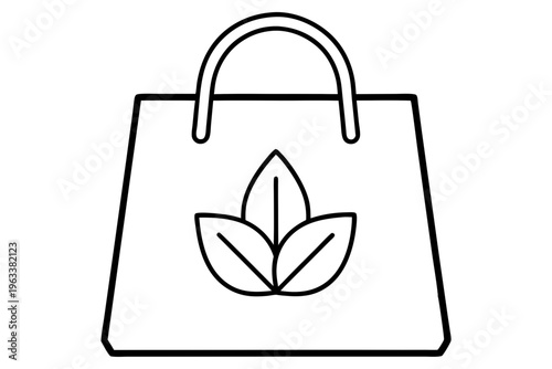 Sustainable Shopping Bag Outline Icon | Eco-Friendly Reusable Bag Vector