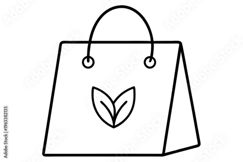 Sustainable Shopping Bag Outline Icon | Eco-Friendly Reusable Bag Vector