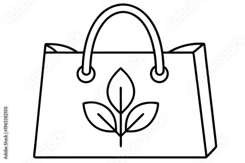 Sustainable Shopping Bag Outline Icon | Eco-Friendly Reusable Bag Vector