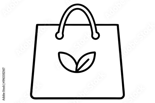 Sustainable Shopping Bag Outline Icon | Eco-Friendly Reusable Bag Vector