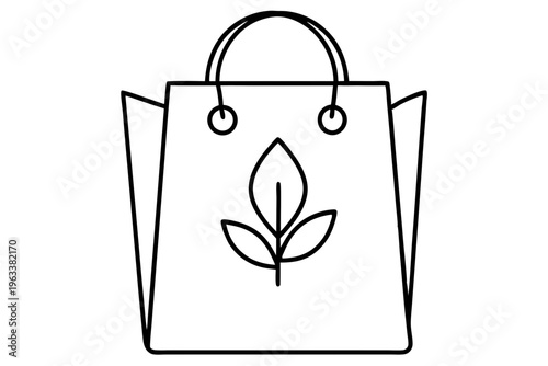 Sustainable Shopping Bag Outline Icon | Eco-Friendly Reusable Bag Vector