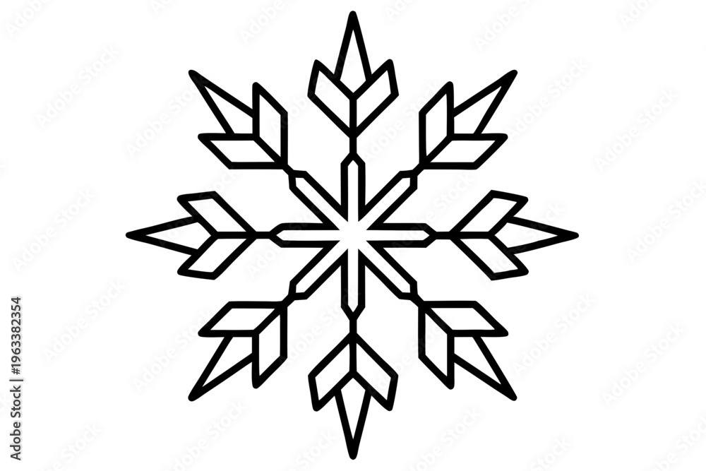 Obraz premium Symmetrical Snowflake SVG | Elegant Winter Holiday Line Art Design