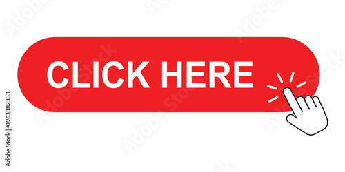 Click Here Call to Action Button with Hand Cursor Icon Red CTA Banner for Web Design