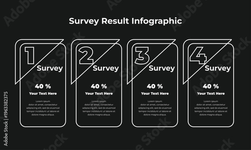 Survey Result Infographic Template with Four Steps and Percentage Data
