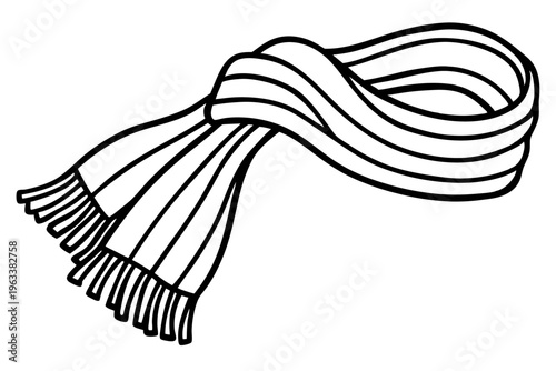 Woven Scarf with Fringe – Cozy Winter Clothing Icon Vector