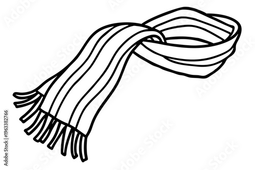 Woven Scarf with Fringe – Cozy Winter Clothing Icon Vector