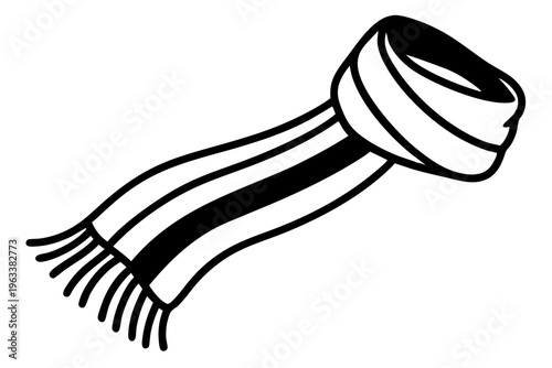 Woven Scarf with Fringe – Cozy Winter Clothing Icon Vector