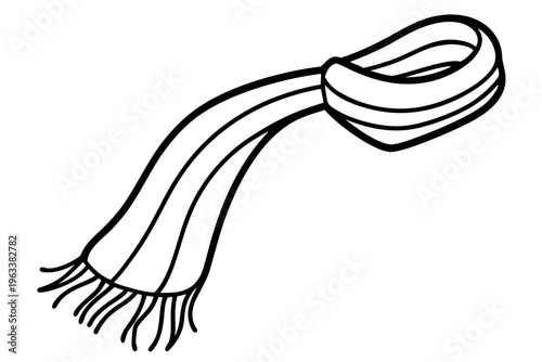 Woven Scarf with Fringe – Cozy Winter Clothing Icon Vector