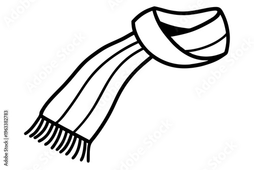 Woven Scarf with Fringe – Cozy Winter Clothing Icon Vector