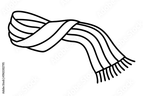 Woven Scarf with Fringe – Cozy Winter Clothing Icon Vector