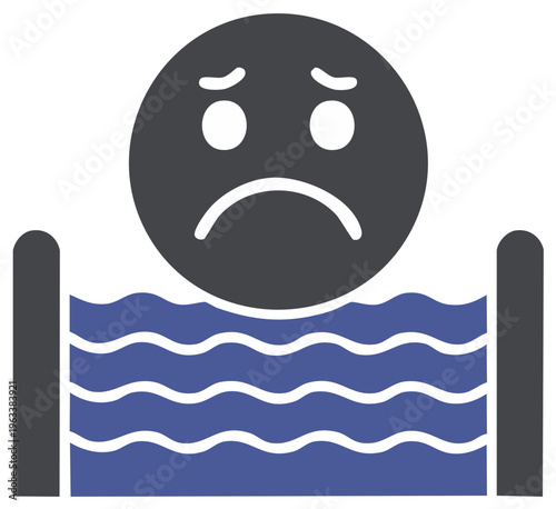 Sad Emoji Drowning in Water Concept of Sorrow Depression and Hopelessness