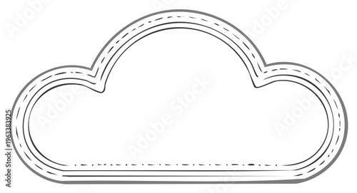 Hand drawn illustration of a road or path in the shape of a cloud sketch