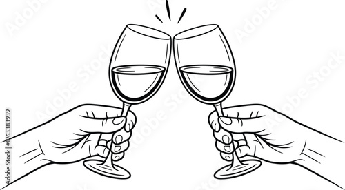 Hands clinking wine glasses in a celebratory toast