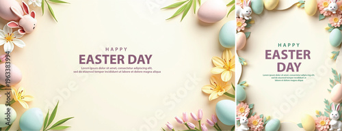 Elegant easter day background, happy easter day background for website, social media template