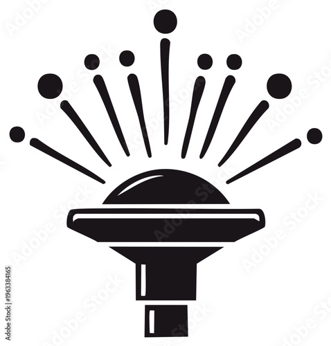 Stylized fountain spray spraying water upwards in a circular pattern symbolizing freshness and celebration