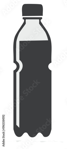 Stylized Icon of a Dark Liquid Filled Plastic Bottle with a Cap