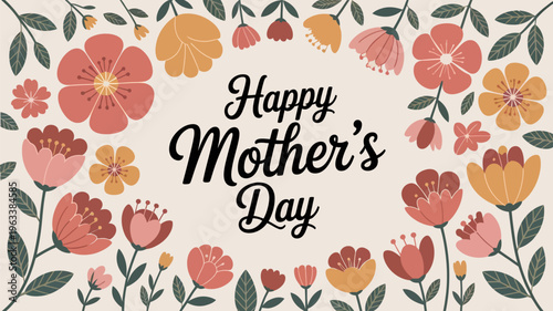 A vibrant mid century modern illustration featuring colorful abstract shapes and fireworks