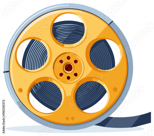 Golden Film Reel Retro Cinema Movie Production Entertainment Illustration