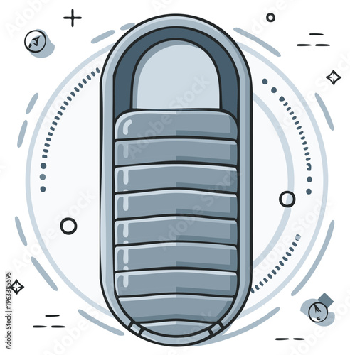 Cozy sleeping bag design for outdoor adventures and camping trips, featuring a comfortable padded interior and secure closure for warmth.