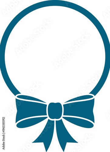 Minimal  Circle Frame with Ribbon Bow Elegant Logo Design