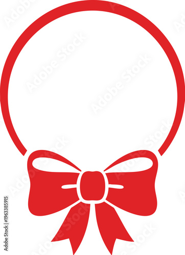 Minimal  Circle Frame with Ribbon Bow Elegant Logo Design