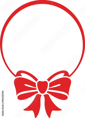 Minimal  Circle Frame with Ribbon Bow Elegant Logo Design