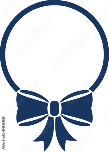 Minimal  Circle Frame with Ribbon Bow Elegant Logo Design