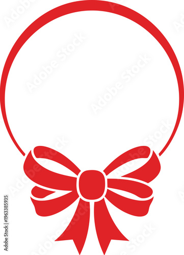 Minimal  Circle Frame with Ribbon Bow Elegant Logo Design