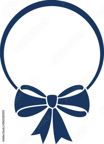Minimal  Circle Frame with Ribbon Bow Elegant Logo Design