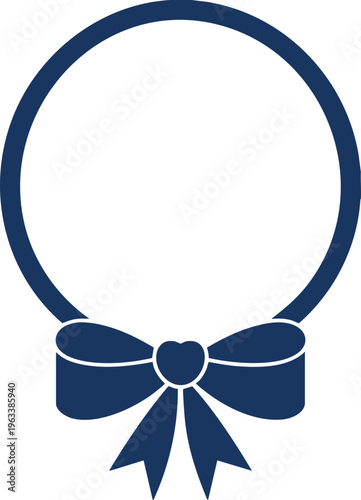 Minimal  Circle Frame with Ribbon Bow Elegant Logo Design