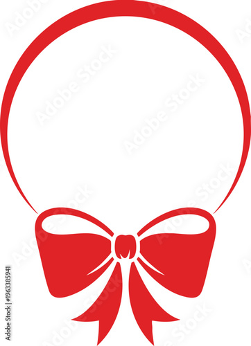 Minimal  Circle Frame with Ribbon Bow Elegant Logo Design