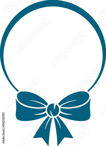 Minimal  Circle Frame with Ribbon Bow Elegant Logo Design