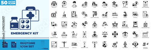 Emergency Kit Duotone Editable Icons set