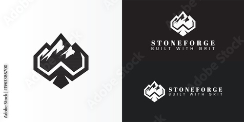 The bold outdoor performance logo features angular mountain peaks symbolising strength and durability. The clean, rugged design reflects gear that is built for harsh conditions and reliability.