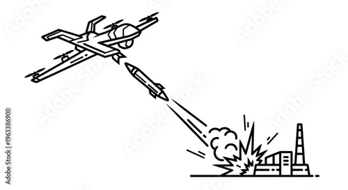 Airplane launching missile on target.