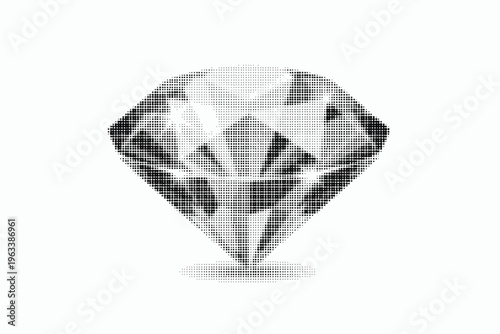 halftone illustration of a diamond on white background