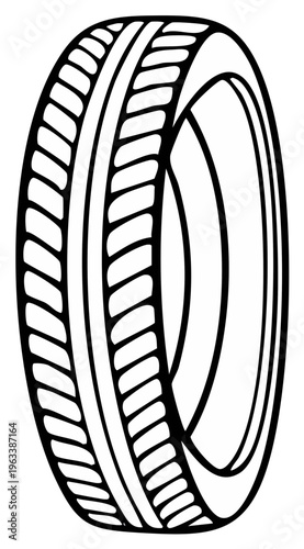 Black and white illustration of a tire