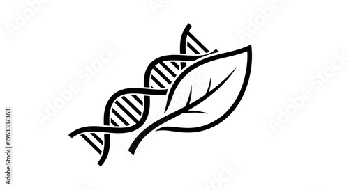 DNA helix with green leaf symbol.