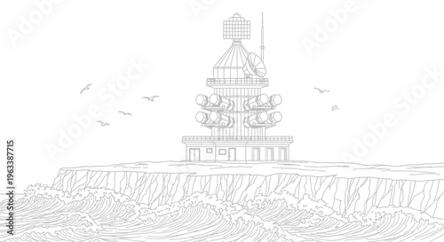 Historic pagoda on cliff edge serene.