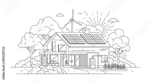 House with solar panels on roof 1.