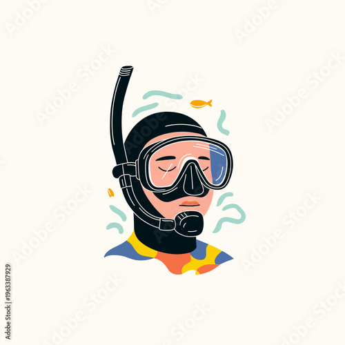 Minimalist Full-Face Snorkeling Mask Illustration