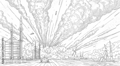 Industrial Factory Producing Pollution Emissions.